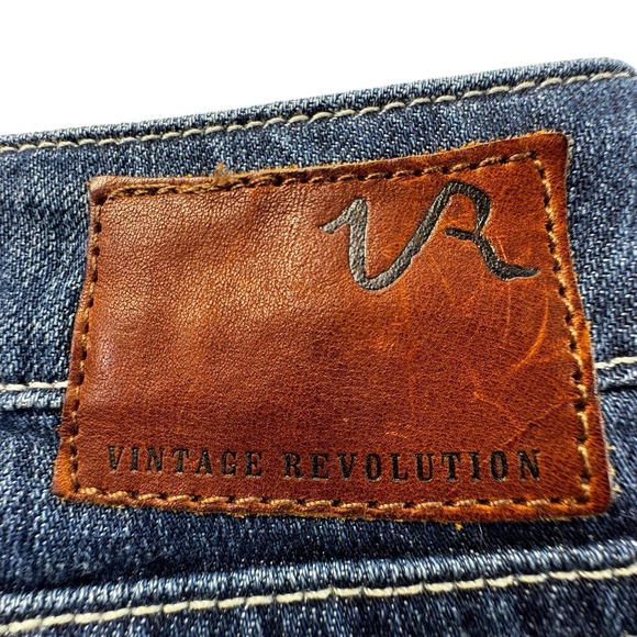 NWT Vintage Revolution Bell Flare Blue Stretch Jeans Denim 5 Pocket Sz 28 - Picture 4 of 12
